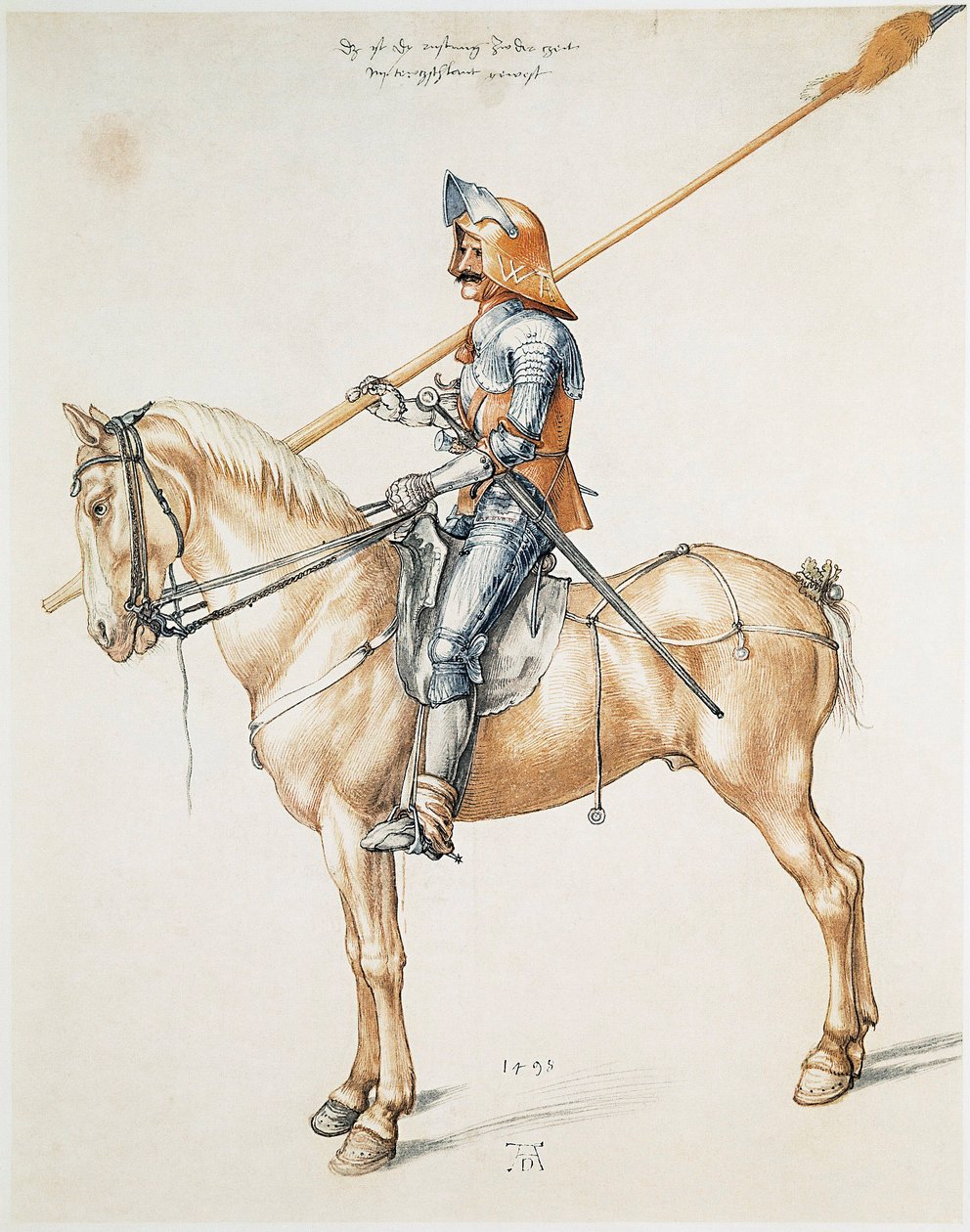 Zbraňový rytíř Kresba akvarelem podle originálu Albrechta Durera od Albrecht Dürer