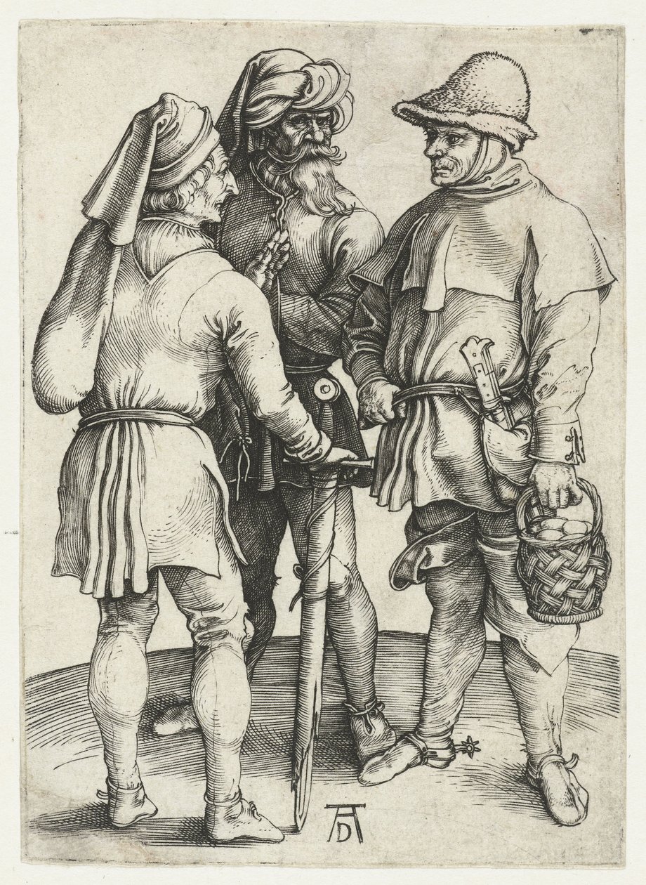 Tři rolníci v rozhovoru, od Albrecht Dürer or Duerer
