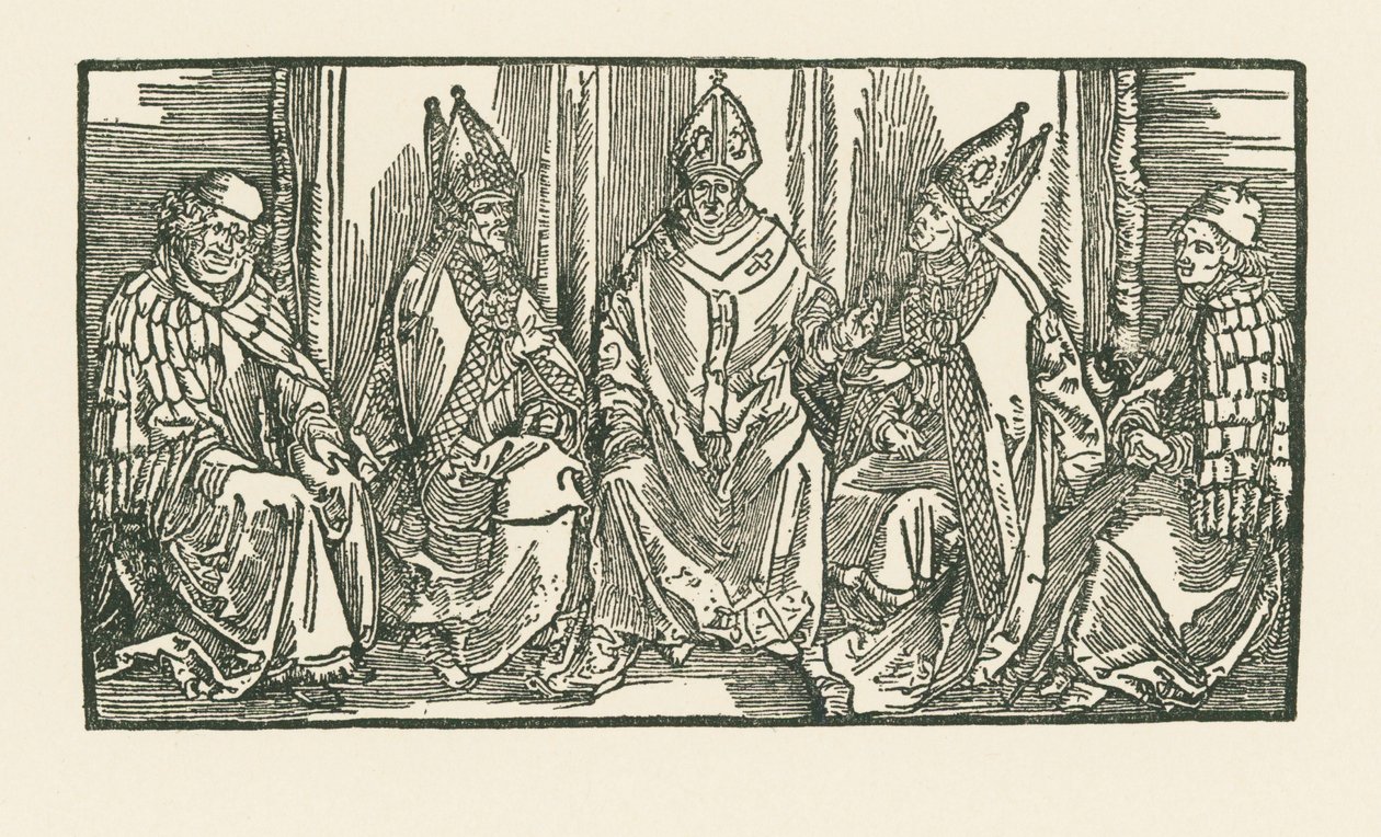 Tři biskupové a dva mniši od Albrecht Dürer or Duerer