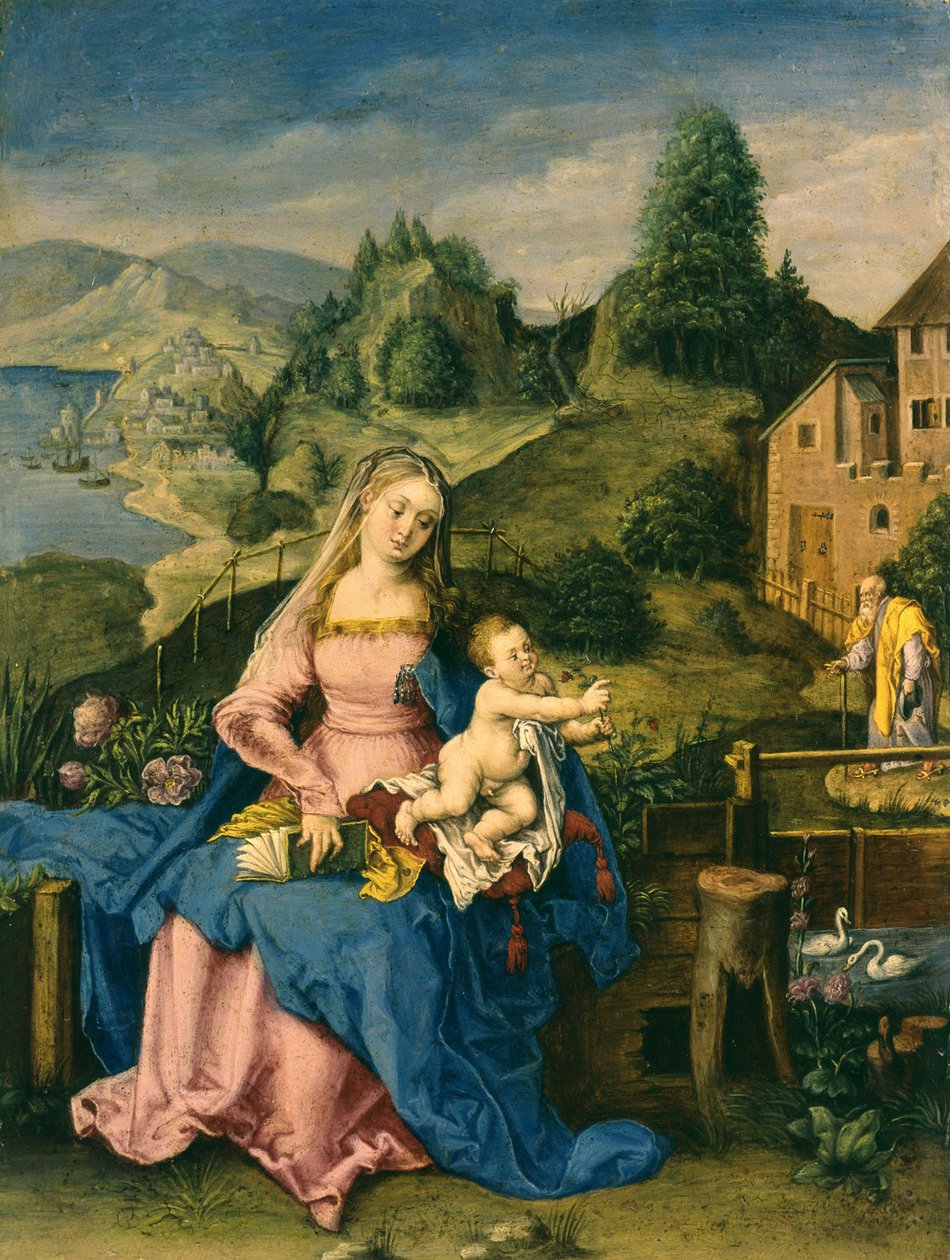 Panna a dítě v krajině, c.1600 od Albrecht Dürer
