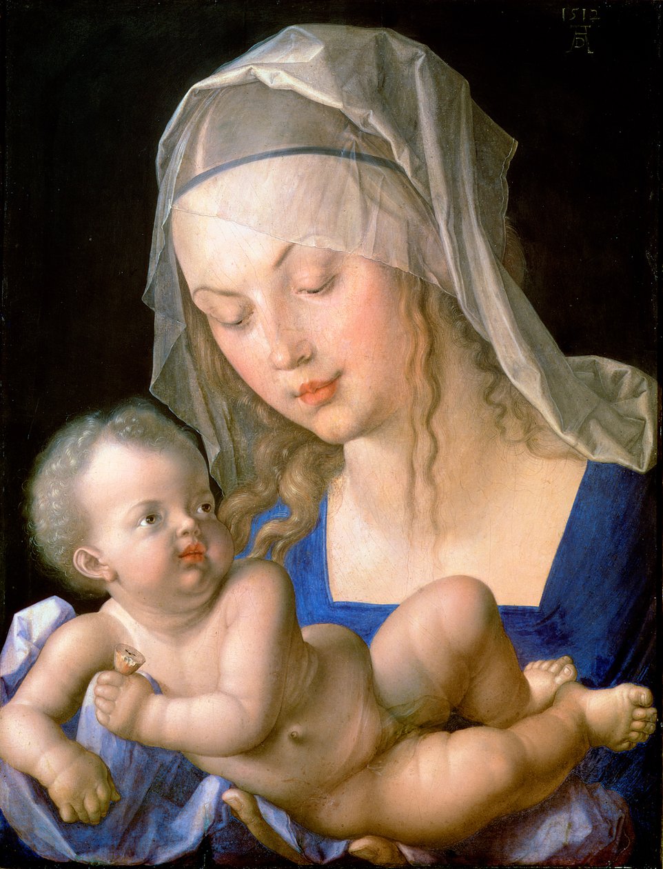 Panna a dítě drží napůl snědenou hrušku od Albrecht Dürer