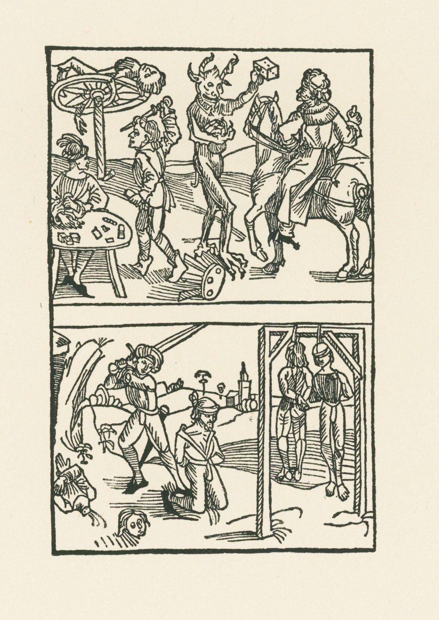 Dřevoryt do " Wie der Würffel auff ist Kumen " od Albrecht Dürer or Duerer