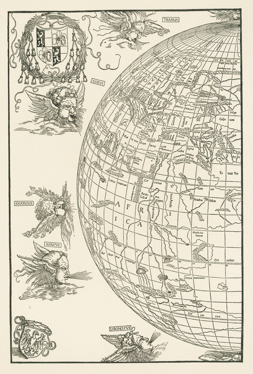 Mapa světa Johannes Stabius od Albrecht Dürer or Duerer