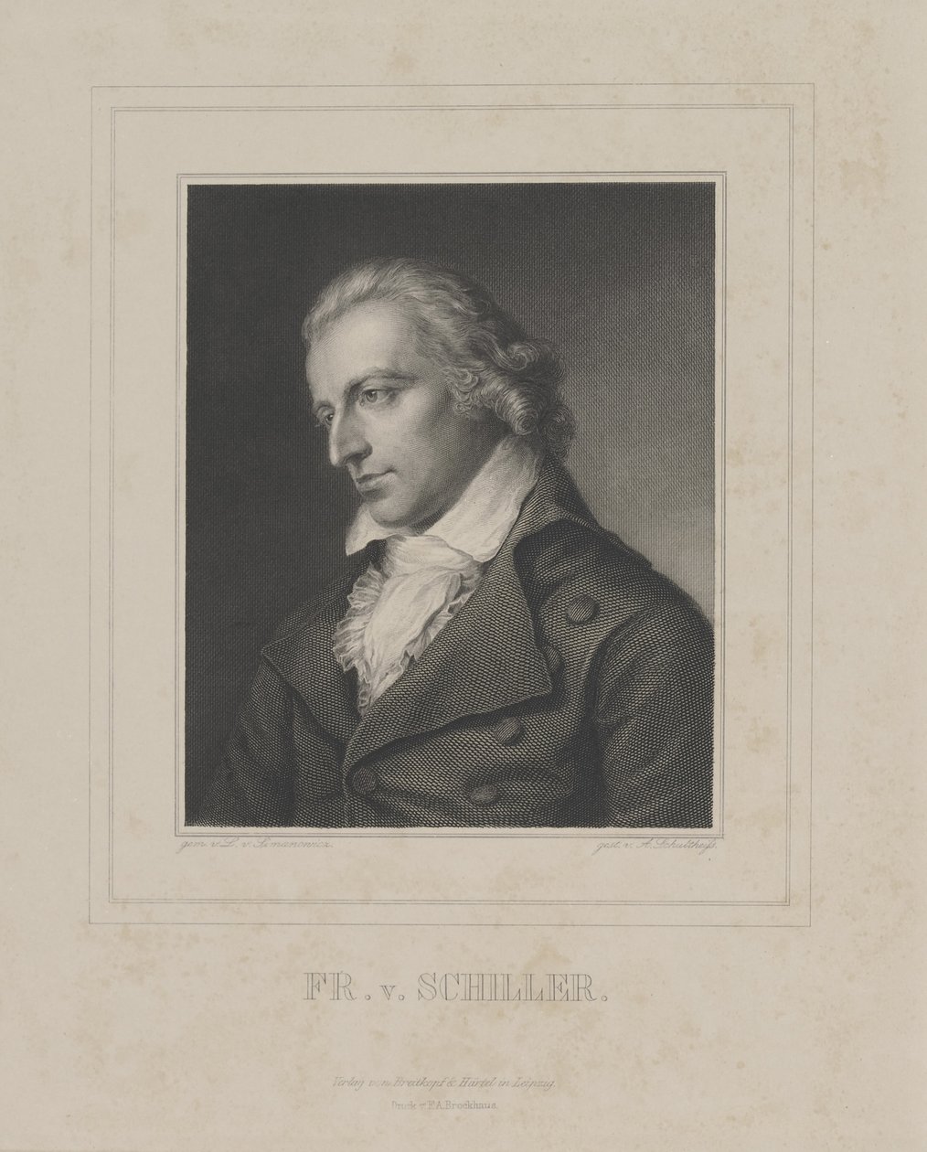 Portrét Friedricha von Schillera 1759-1805, c. 1840 od Albrecht Fürchtegott Schultheiss