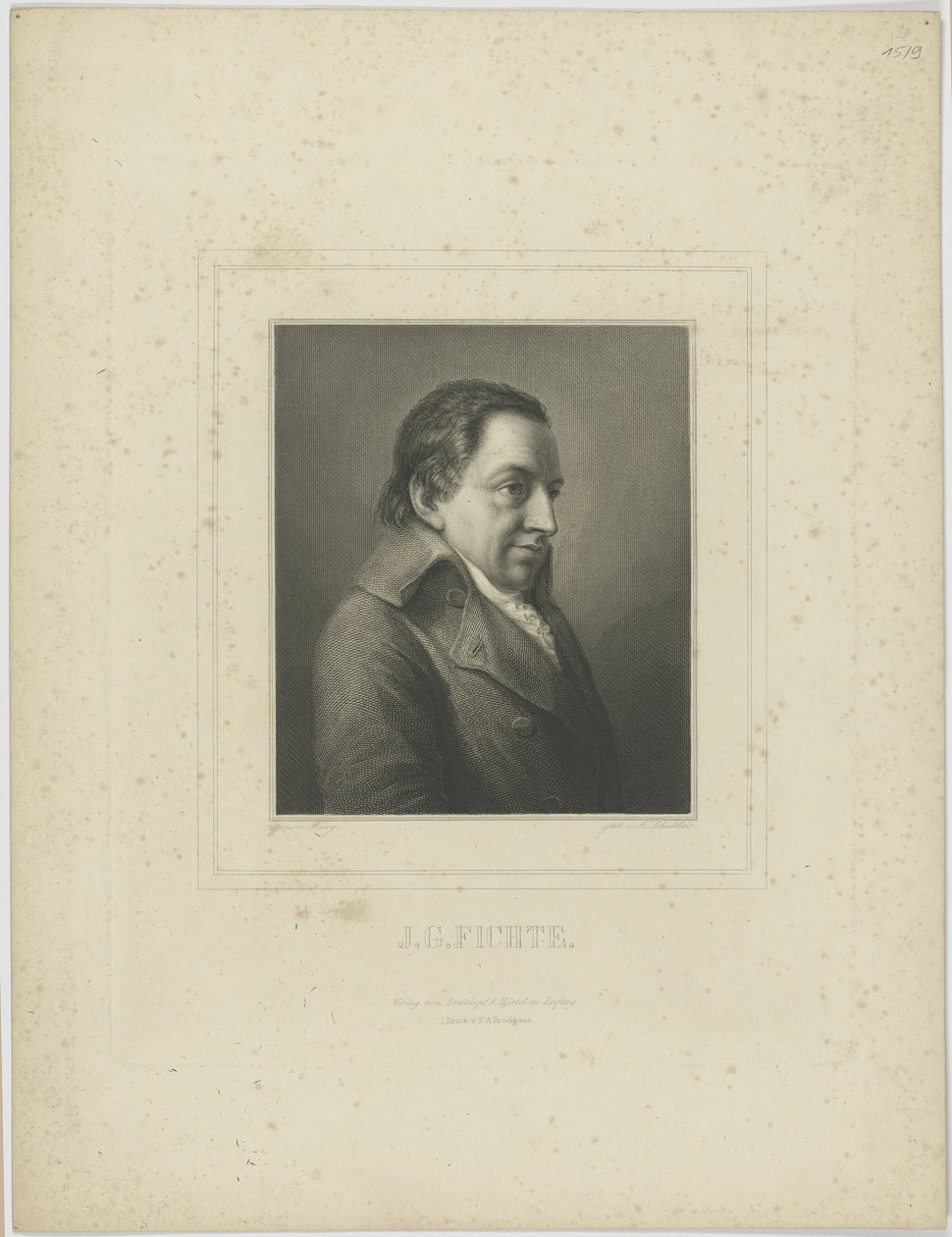Portrét Johanna Gottlieba Fichteho 1762-1814. od Albrecht Fürchtegott Schultheiss