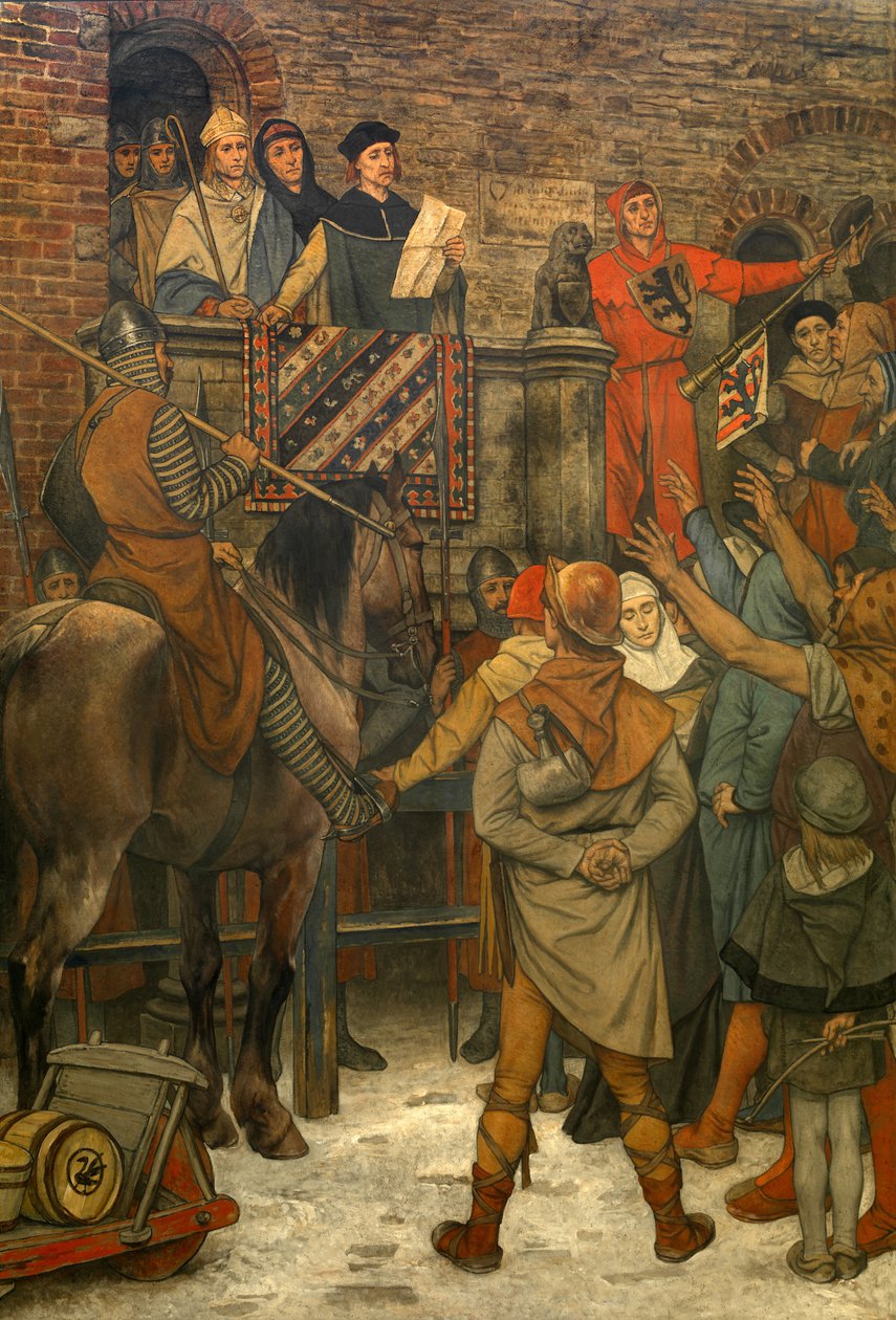 Dekorace v radnici Bruges, c.1895-1900 (nástěnná malba) od Albrecht de Vriendt