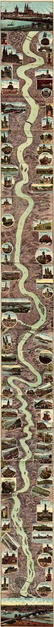 Nejnovější panoráma Rýna z mainz-cöln 1909 od Albumfabrik Eisenach