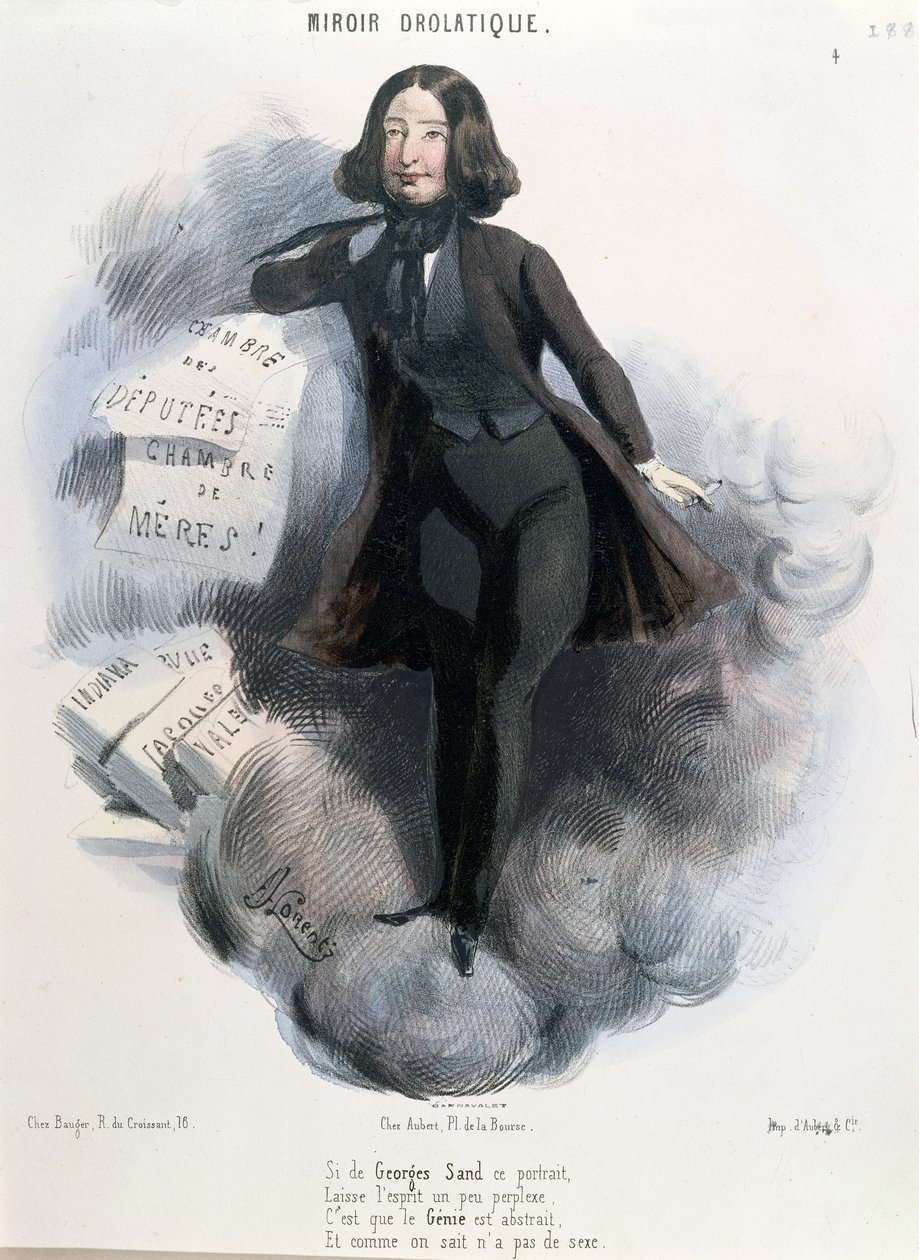 Karikatura George Sandové (1804-76) kolem roku 1848 od Alcide Joseph Lorentz