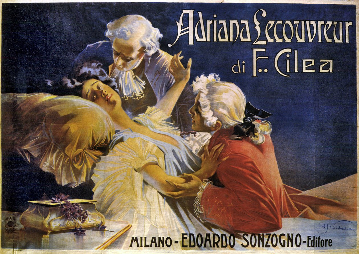 Plakát k opeře Adriana Lecouvreur od Francesca Cilea (1866-1950) od Aleardo Villa