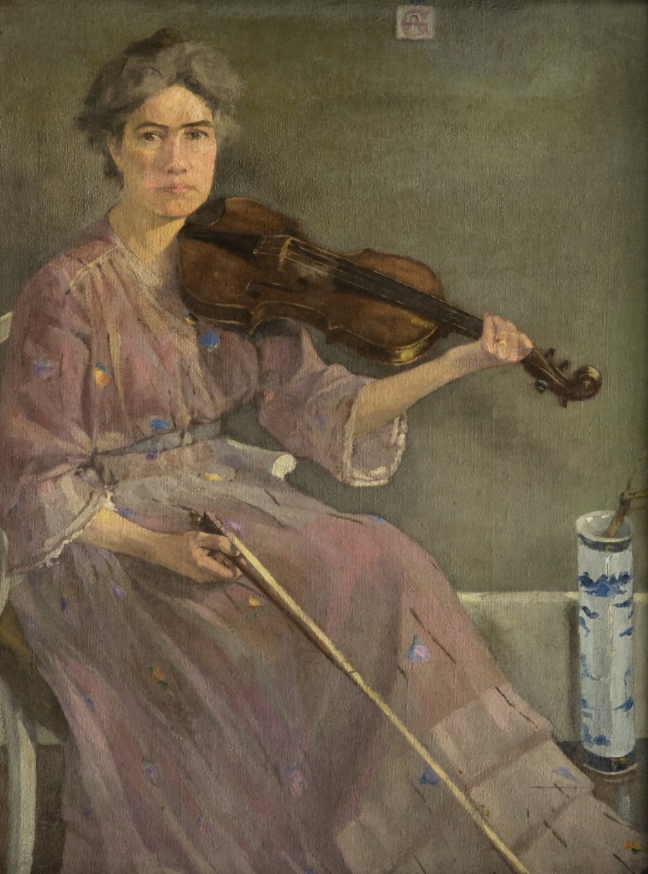 Umělcova žena, 20. století (olej na plátně) od Alec Grieve