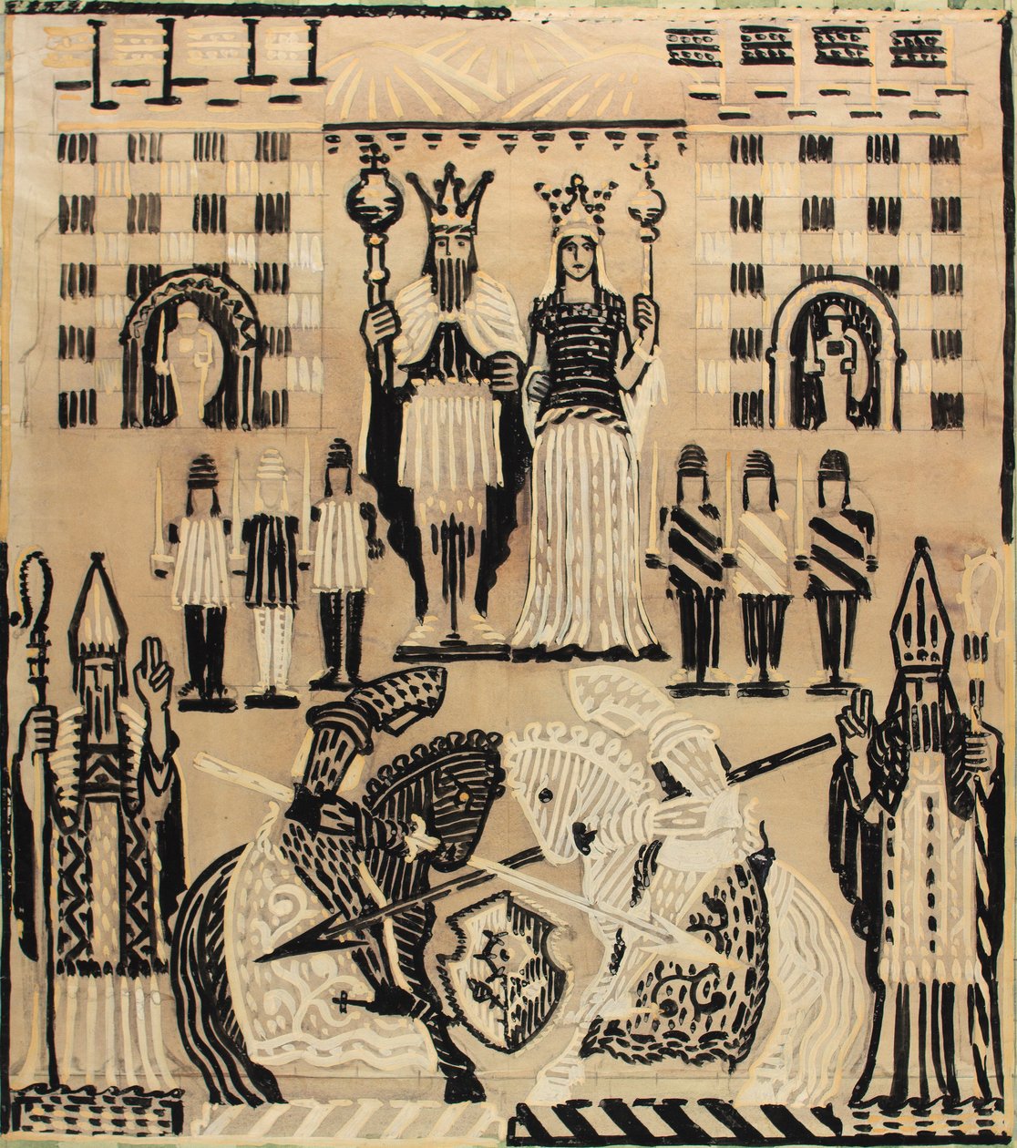 Royal Joisting, březen 1928 (kvaš na papíře) od Alec Hunter