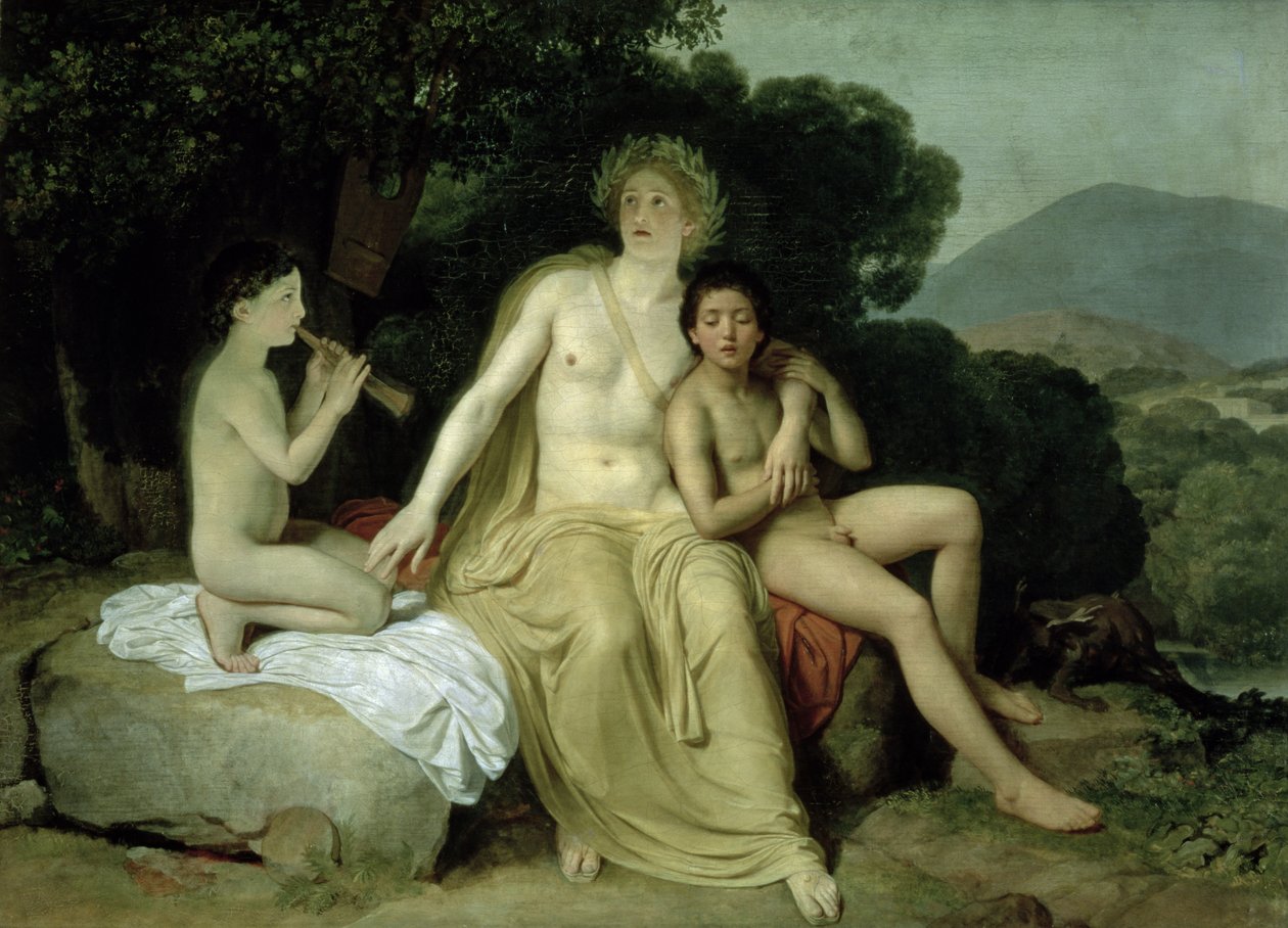 Apollo s Hyacinthusem a Cyparissem, zpívají a hrají, 1831-34 od Aleksander Ivanov