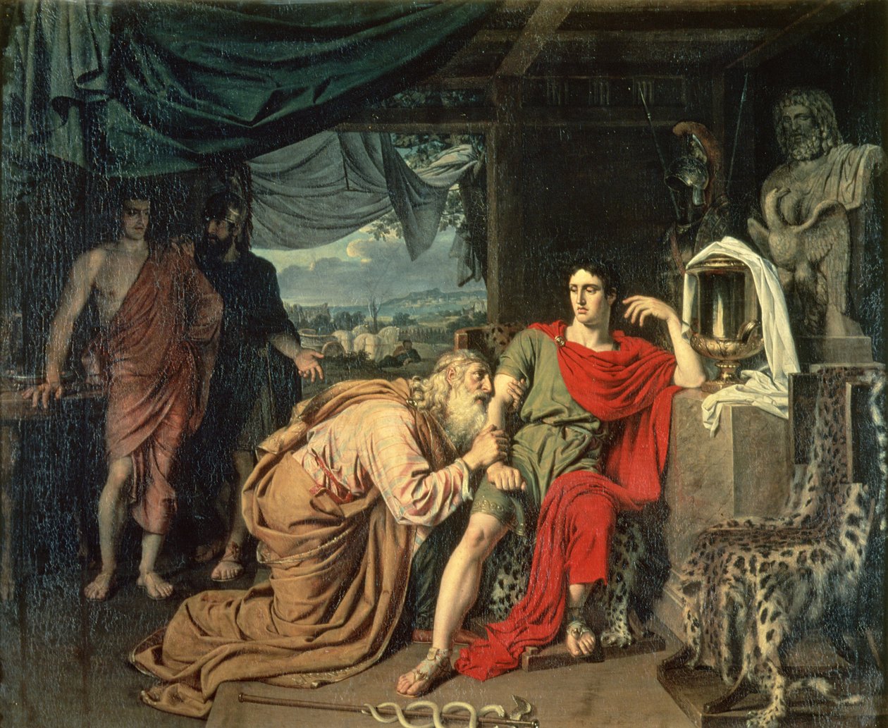 Král Priam prosí Achilla o navrácení Hektorova těla, 1824 od Aleksander Ivanov