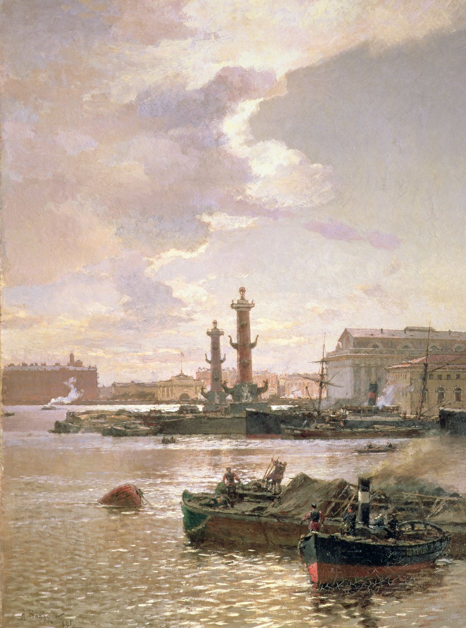 Burza cenných papírů v Petrohradě, 1891 od Aleksandr Karlovich Beggrov