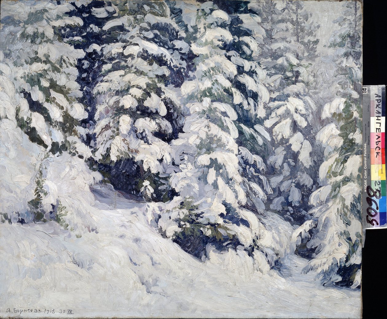 Les v zimě. Obraz Alexandra Alexejeviče Borisova (1866-1934). Olej na plátně, 78 x 90 cm od Aleksandr Alekseevich Borisov