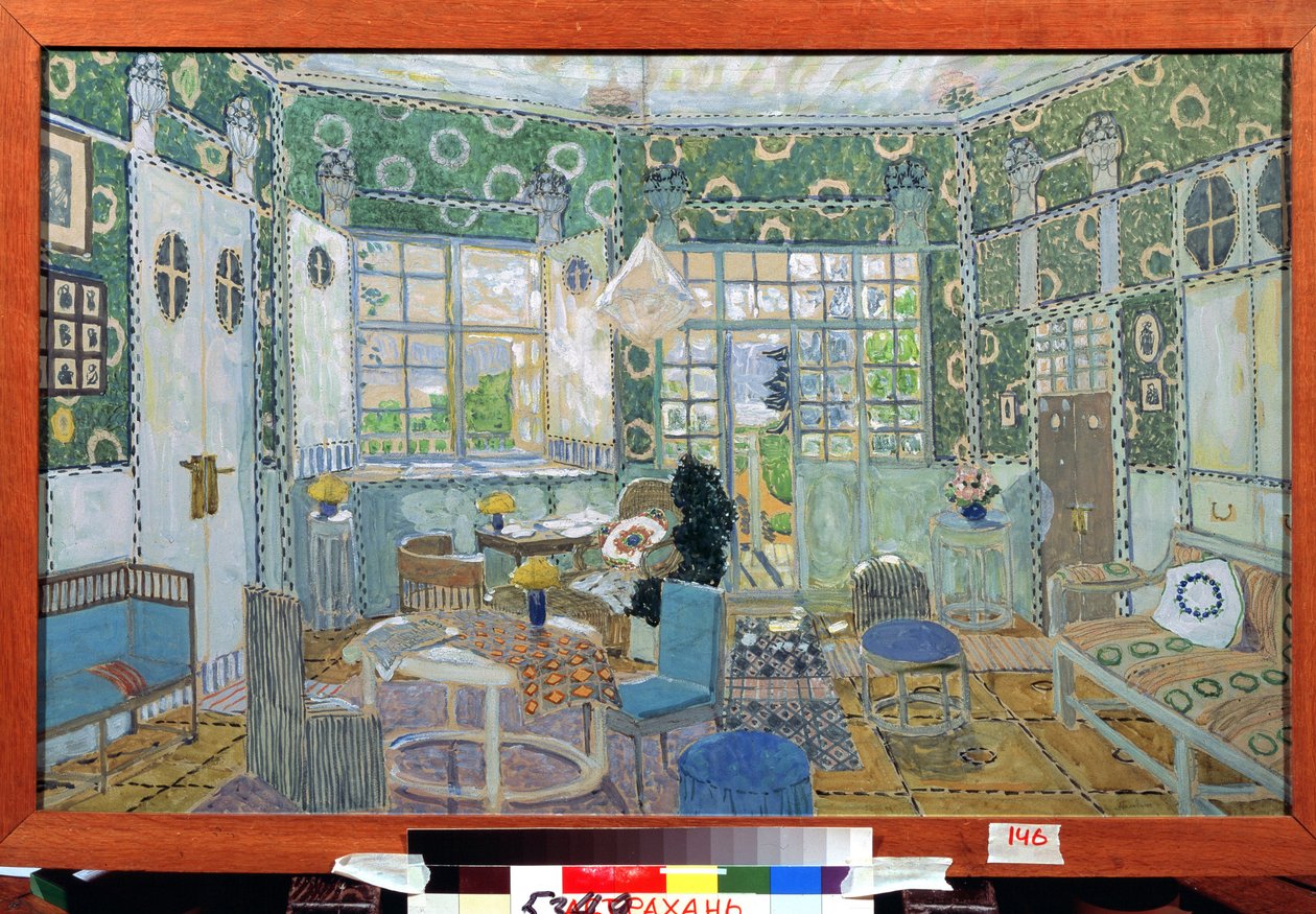 Přípravná výzdoba pro hru le petit Eyolf od Henrika (Henri) Johana Ibsena (1828-1906) (scéna pro divadelní hru Malý Eyolf od H. Ibsena). Dílo Alexandra Jakovleviče Golovina (Alexander Golovin) (1863-1930), akvarel na kartonu od Aleksandr Jakovlevic Golovin