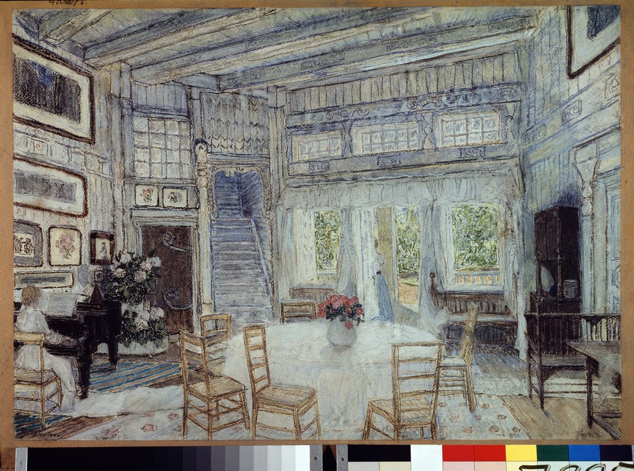 Přípravná výzdoba k opeře Kouzelné zrcadlo Arsenyho Koreščenka (1870-1921) (scéna k opeře Kouzelné zrcadlo A. Koreščenka). Práce Alexandra Jakovleviče Golovina (Alexander Golovin) (1863-1930), kvaš na papíře od Aleksandr Jakovlevic Golovin