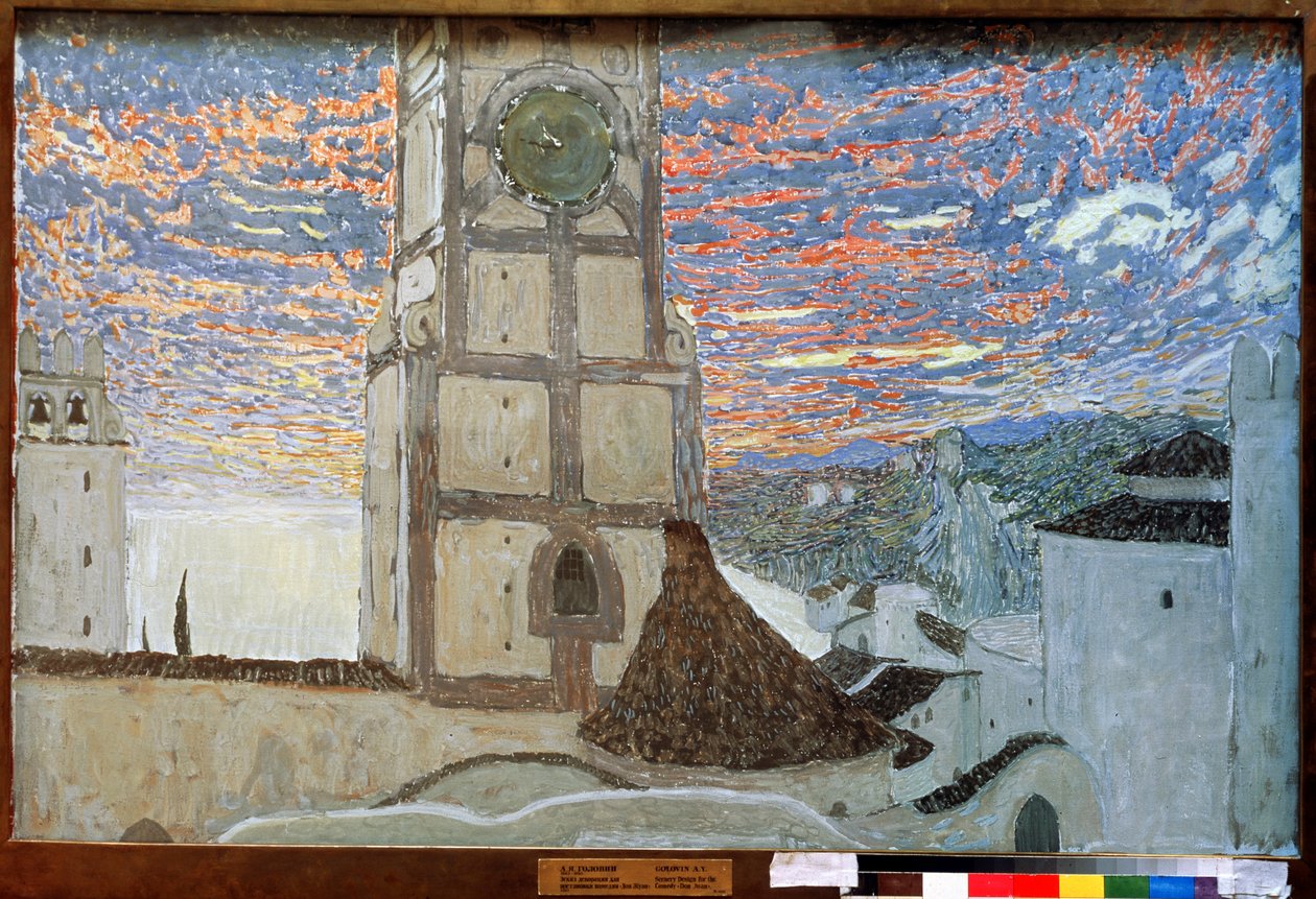 Sicilská vesnice, scéna pro Dom Juan od Molièra, 1910 (tempera na plátně) od Aleksandr Jakovlevic Golovin
