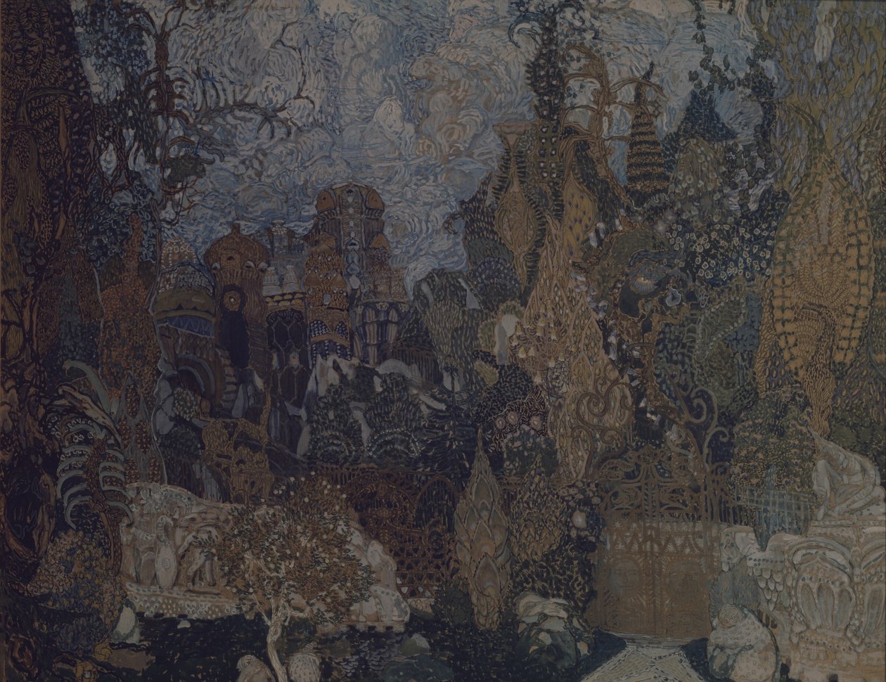 Scénografie k baletu Pták Ohnivák I. Stravinského, 1910 od Aleksandr Jakovlevic Golovin