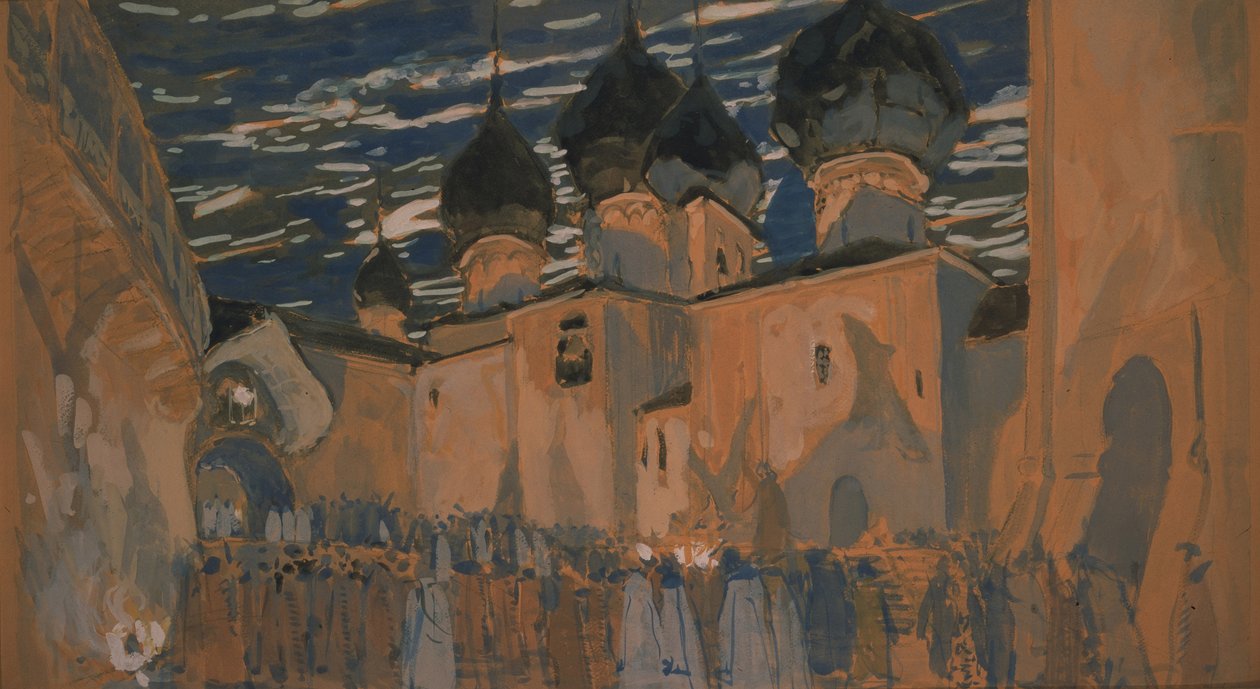 Scénický návrh k opeře Pskovská panna N. Rimského-Korsakova, 1901 od Aleksandr Jakovlevic Golovin