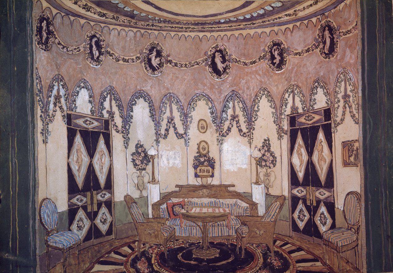 Scénografie k divadelní hře Dva bratři M. Lermontova, 1915 od Aleksandr Jakovlevic Golovin