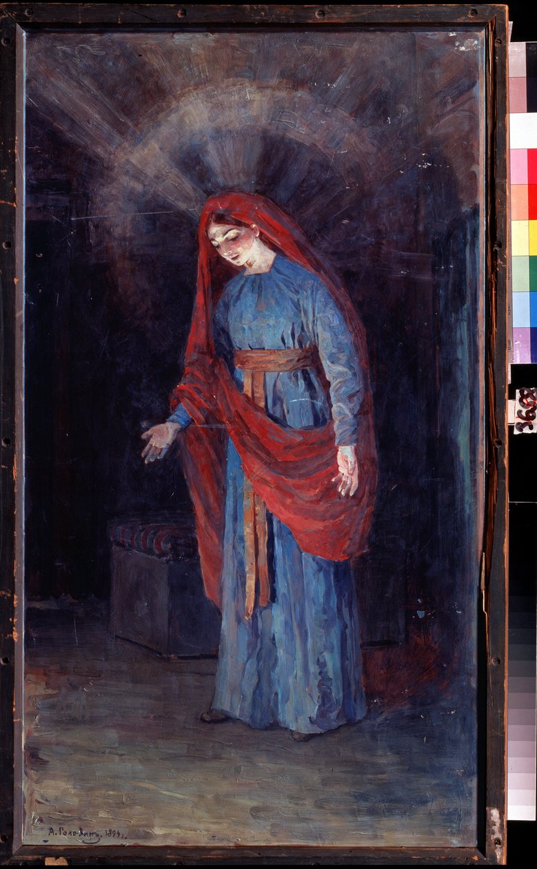 ""Madona zvěstování"" Obraz Alexandra Jakovleviče Golovina (Alexander Golovin) (1863-1930) 1894 State United Art Museum, Kostroma od Aleksandr Jakovlevic Golovin