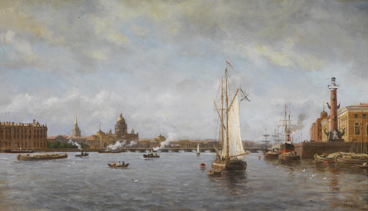Pohled na Něvu na Vasiljevském ostrově, 1898 od Aleksandr Karlovich Beggrov
