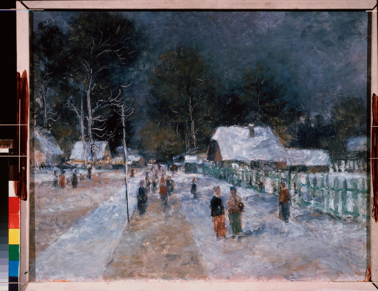 Zima. Dílo Alexandra Vasiljeviče Ševčenka (Alexander Ševčenko) (1883-1948), olej na kartonu od Aleksandr Vasilievich Shevchenko