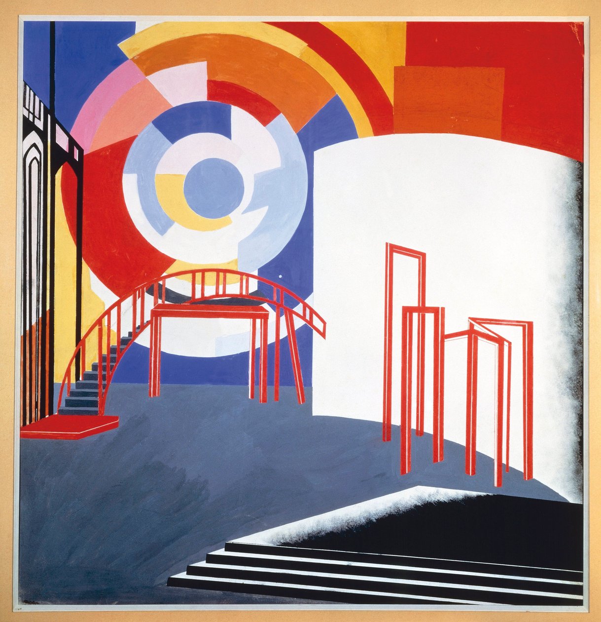 Skica pro scénický design, cca 1924 (kvaš na papíře) od Aleksandra Aleksandrovna (1884 1949) Ekster