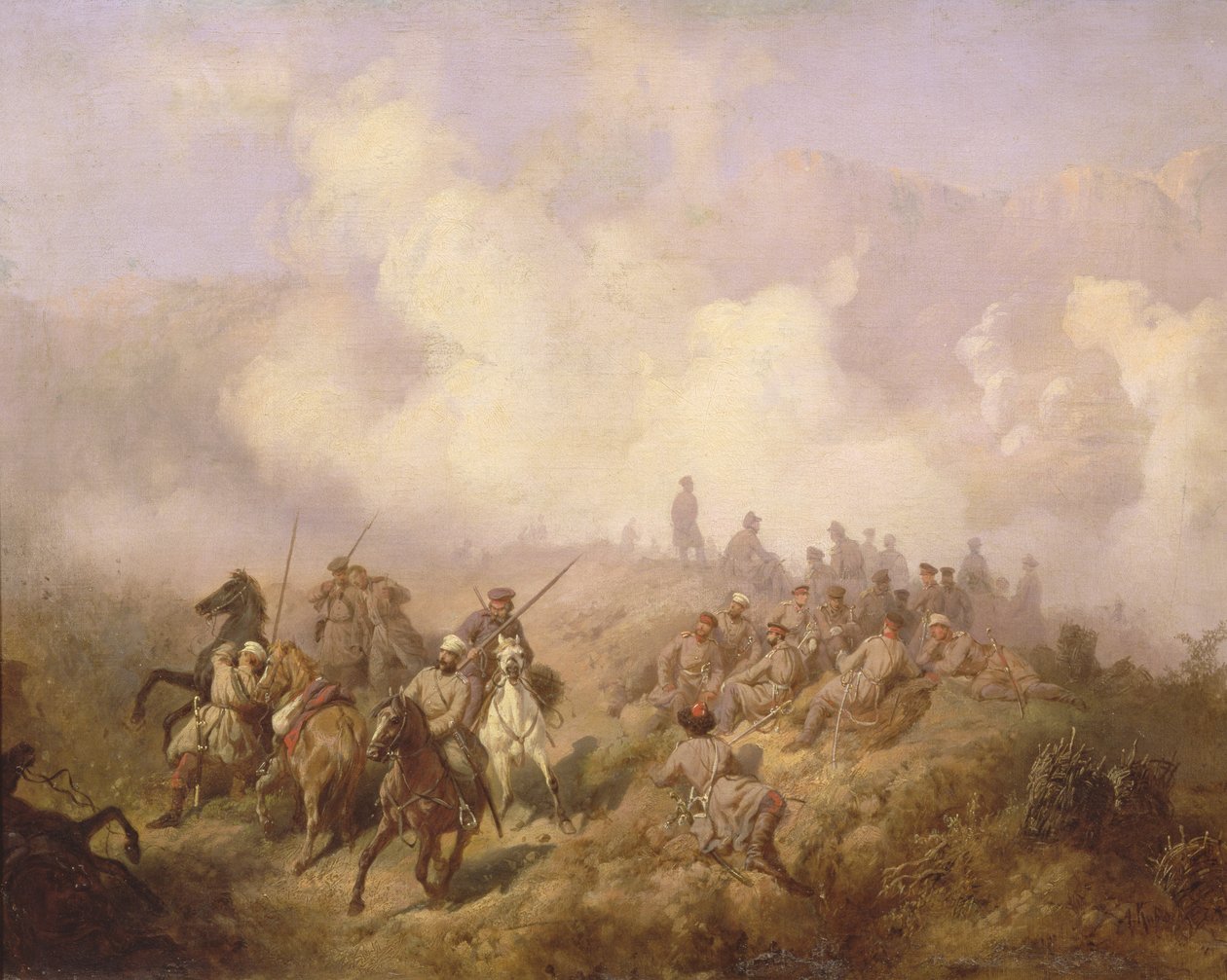 Scéna z rusko-turecké války v letech 1877-78, kolem 1870-80 od Aleksei Danilovich Kivshenko