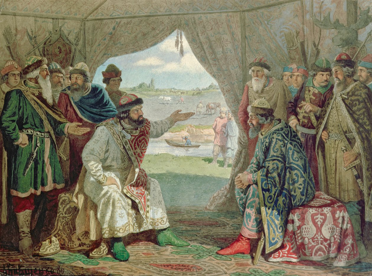Sjezd knížat s velkovévodou Vladimírem Monomachem II (1053-1125) v Dolob v roce 1103, 1880 od Aleksei Danilovich Kivshenko