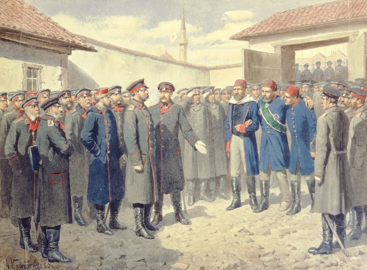 Pád Plevny, Zraněný Osman-Pashah před Alexandrem II. (1818-1881), 1880 od Aleksei Danilovich Kivshenko