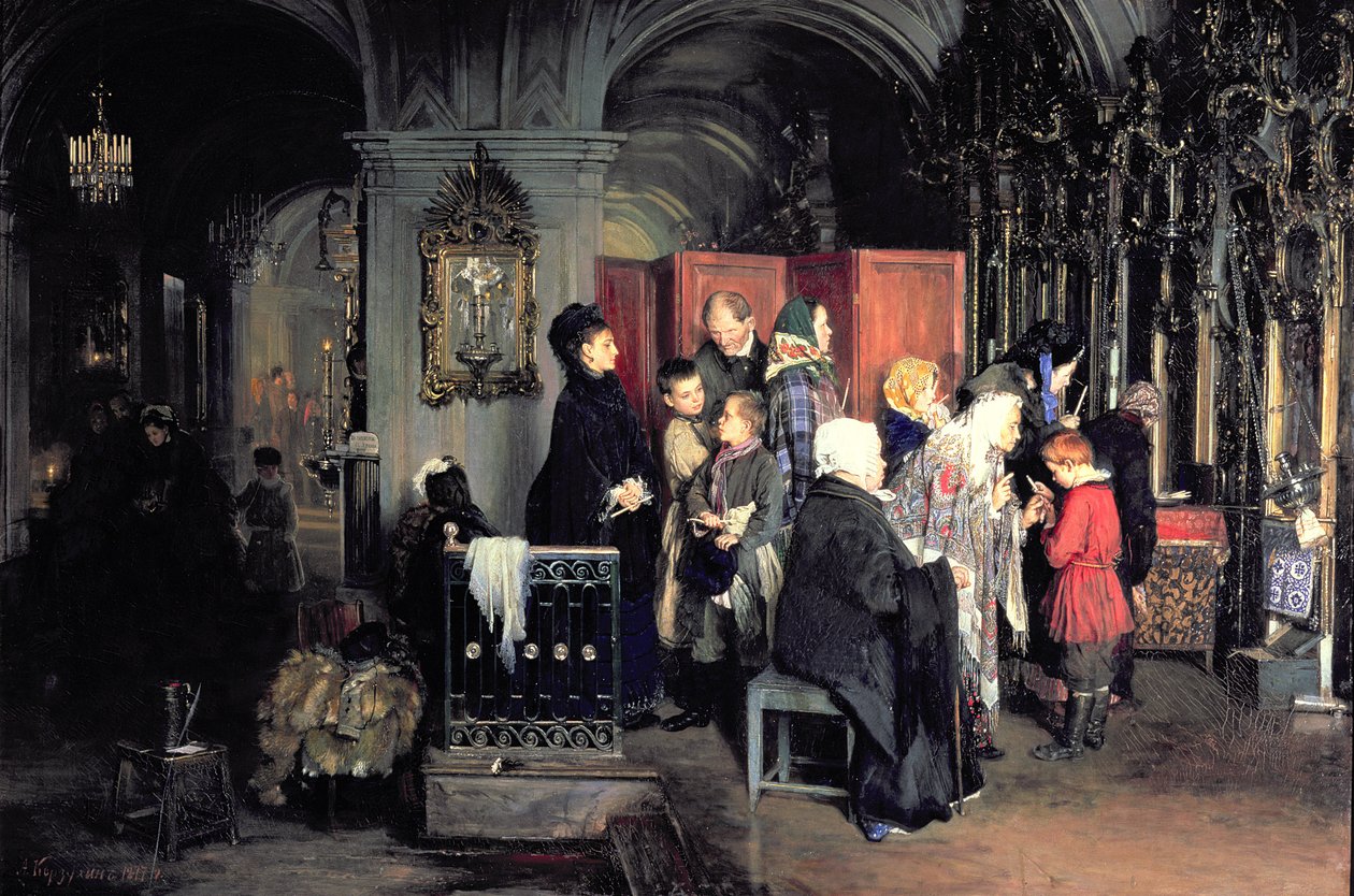 Před zpovědí, 1877 od Aleksei Ivanovich Korzukhin