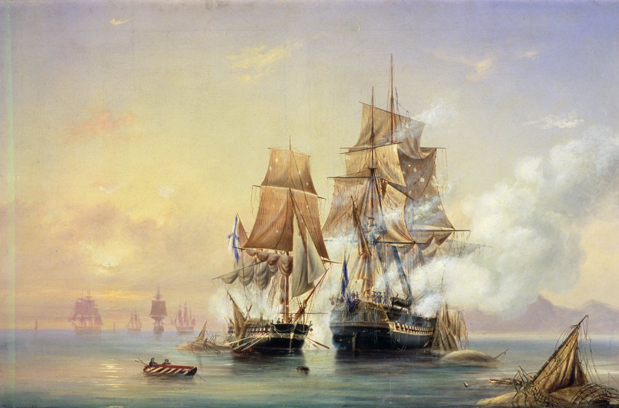 Ruská Cutter Merkur zachytila švédskou fregatu Venuši 21. května 1789, 1845 od Aleksei Petrovich Bogolyubov