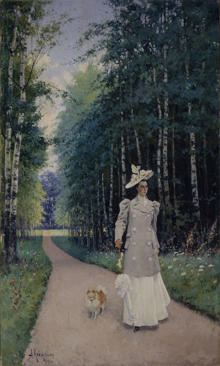 Procházka. Portrét hraběnky Leokadie Shirinskaya-Shikhmatova, 1894 od Aleksei Danilovich Kivshenko