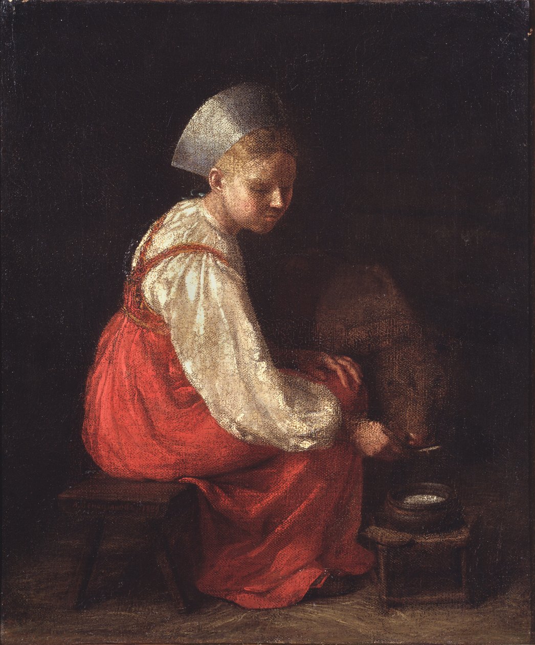 Selská dívka s teletem, 1829 od Aleksei Gavrilovich Venetsianov