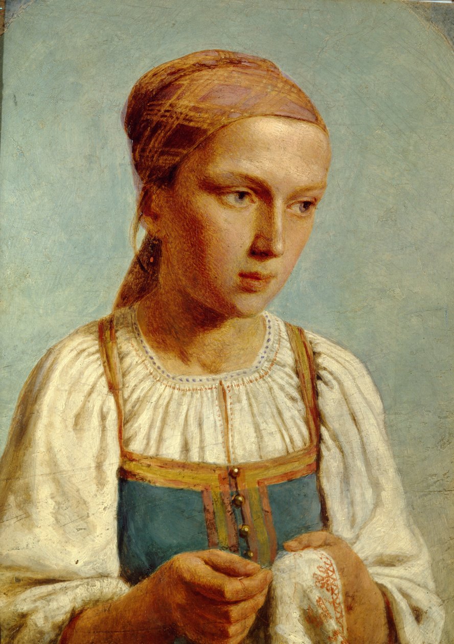 Venkovská výšivka, 1843 od Aleksei Gavrilovich Venetsianov