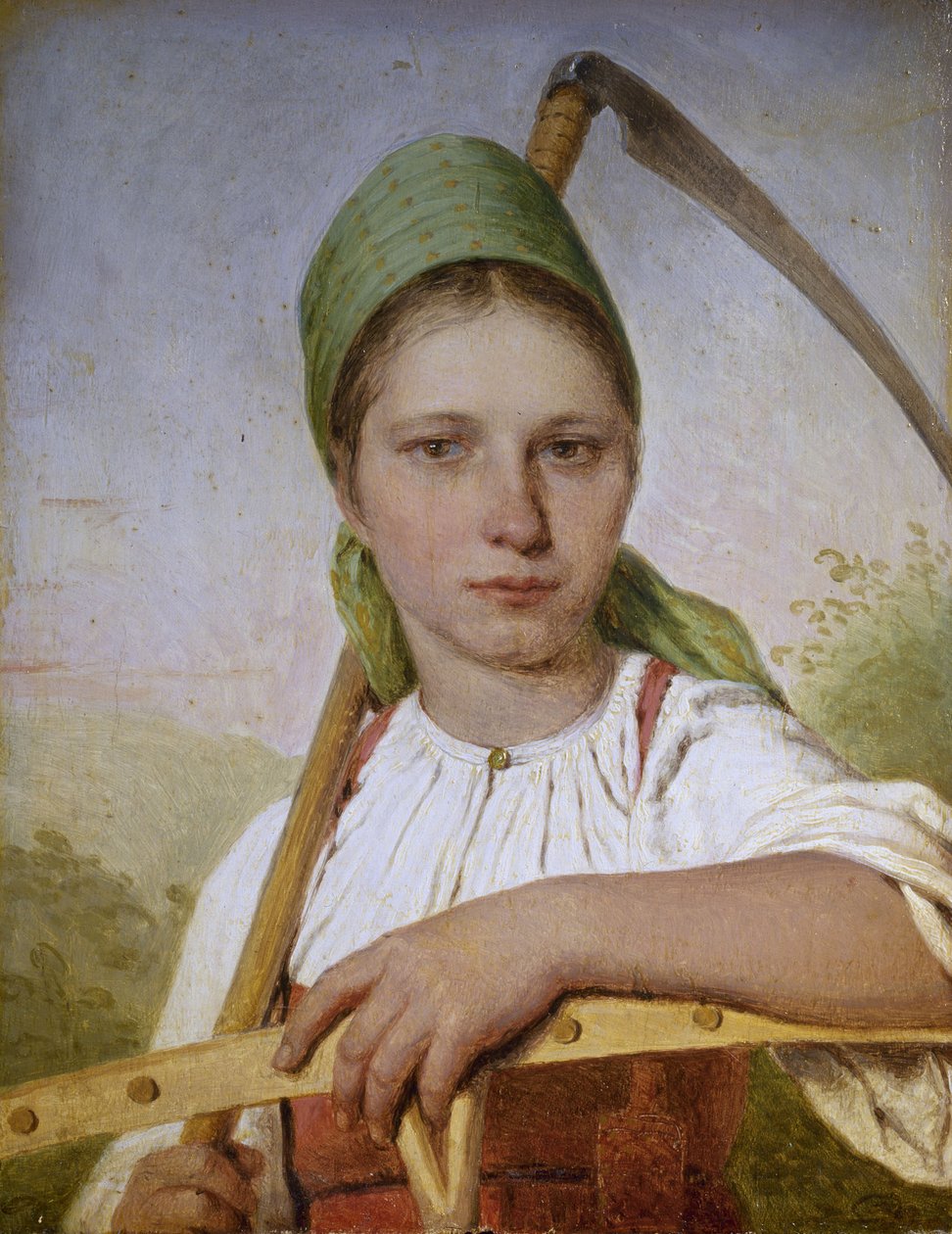 Selka s kosou a hráběmi, před rokem 1825 od Aleksei Gavrilovich Venetsianov