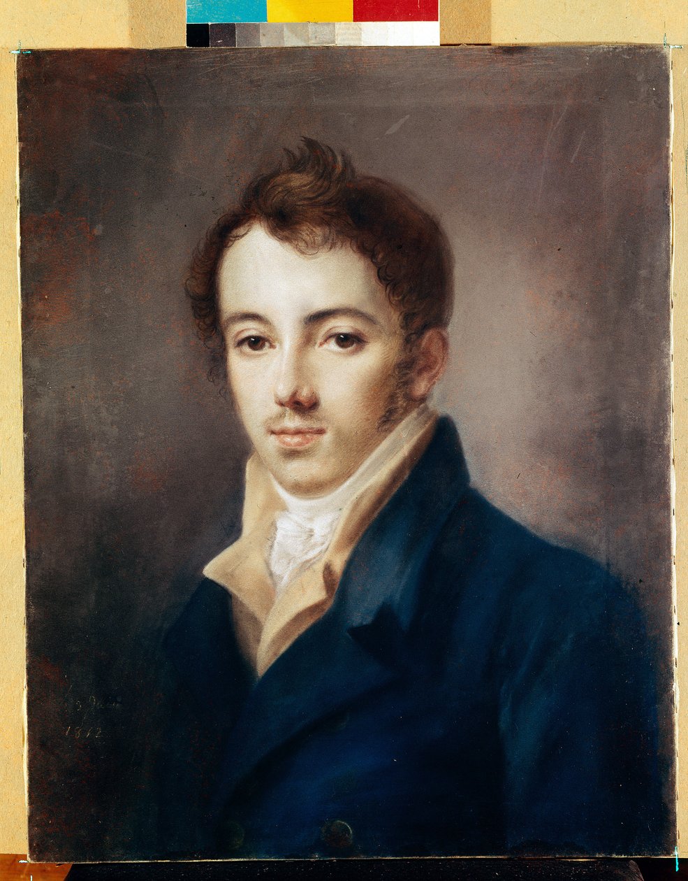 Portrét děkabristy (dekabristy) Michaila A. Fonvizina (1787-1854). (Portrét děkabristy M.A. Fonvizina). Dílo Alexeje (Alexis) Gevriloviče Venetsianova (1780-1847), pastel na kartonu od Aleksei Gavrilovich Venetsianov
