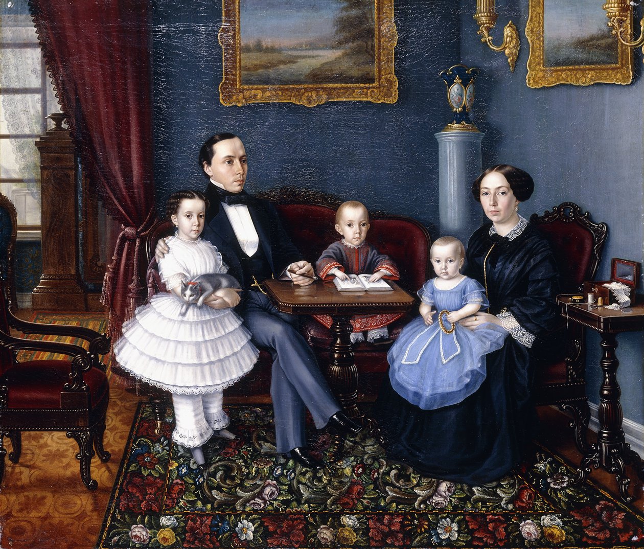 Portrét mladé rodiny, 1855 od Aleksei Iagodnikov