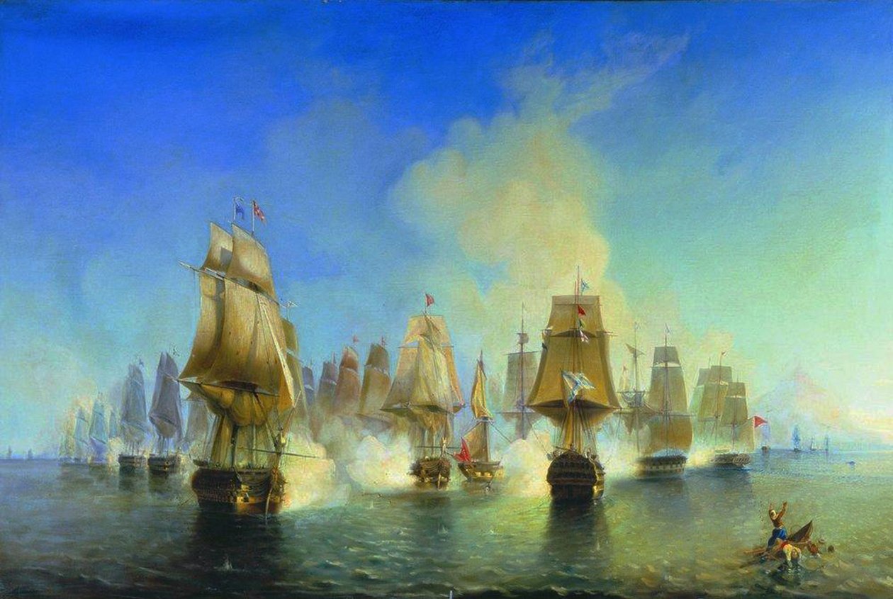 Námořní bitva o Athos od Aleksei Petrovich Bogolyubov