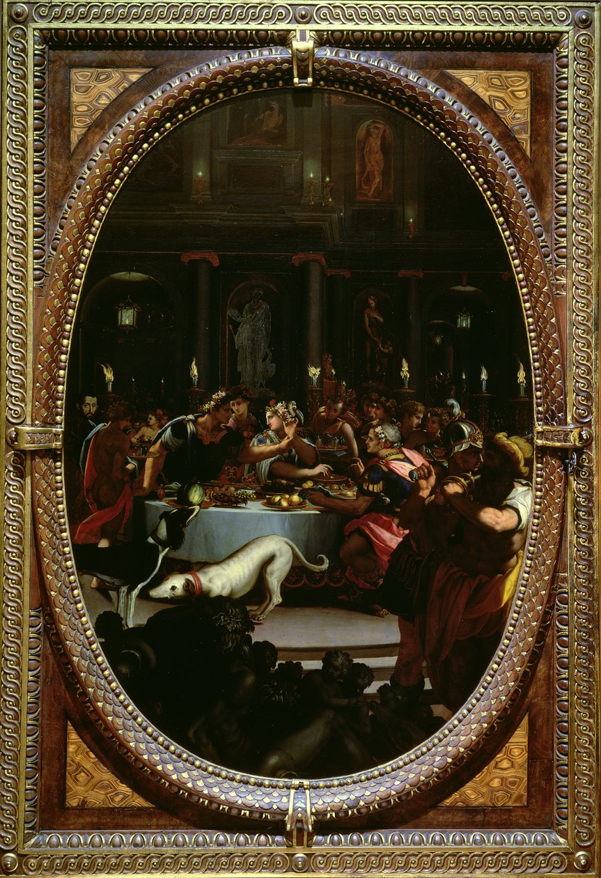 Kleopatřina hostina, 1572 (břidlice) od Alessandro Allori