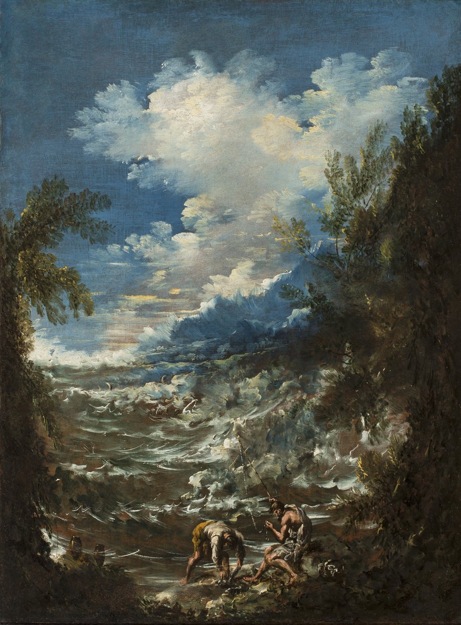 Krajina s rybáři, kolem roku 1730 od Alessandro Magnasco