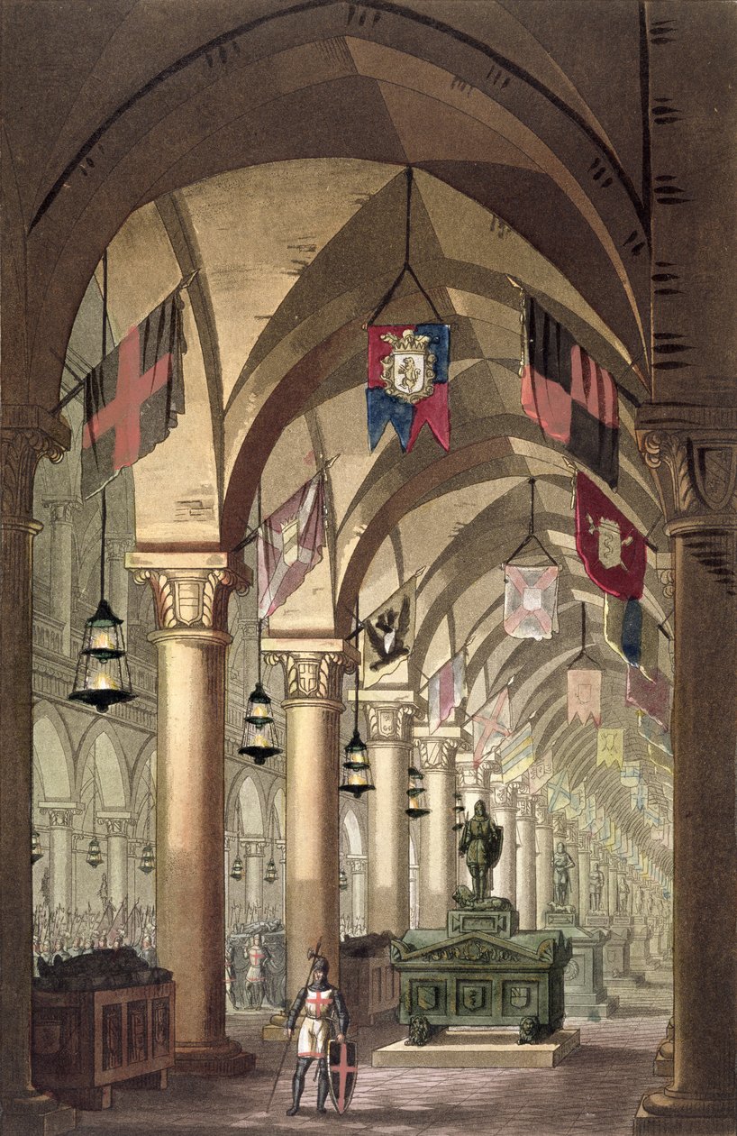 Hrobky templářských rytířů, kolem 1820-39 (akvatinta) od Alessandro Sanquirico