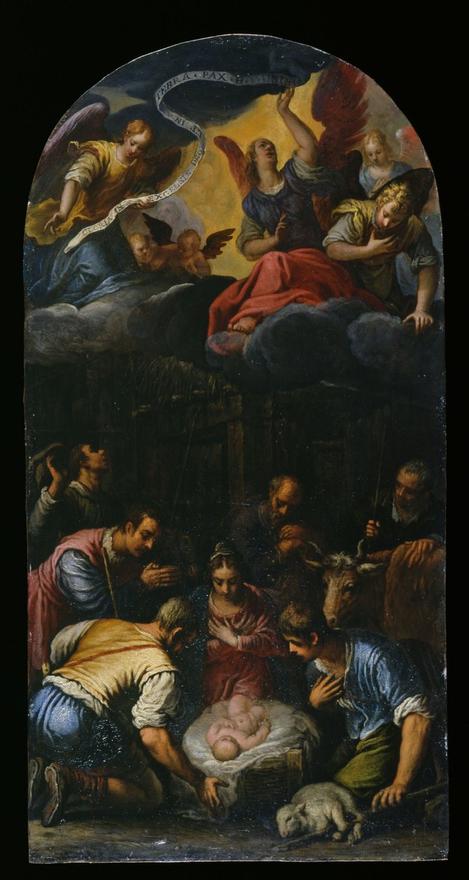 Klanění pastýřů, cca 1600-10 (olej na mědi) od Alessandro Turchi
