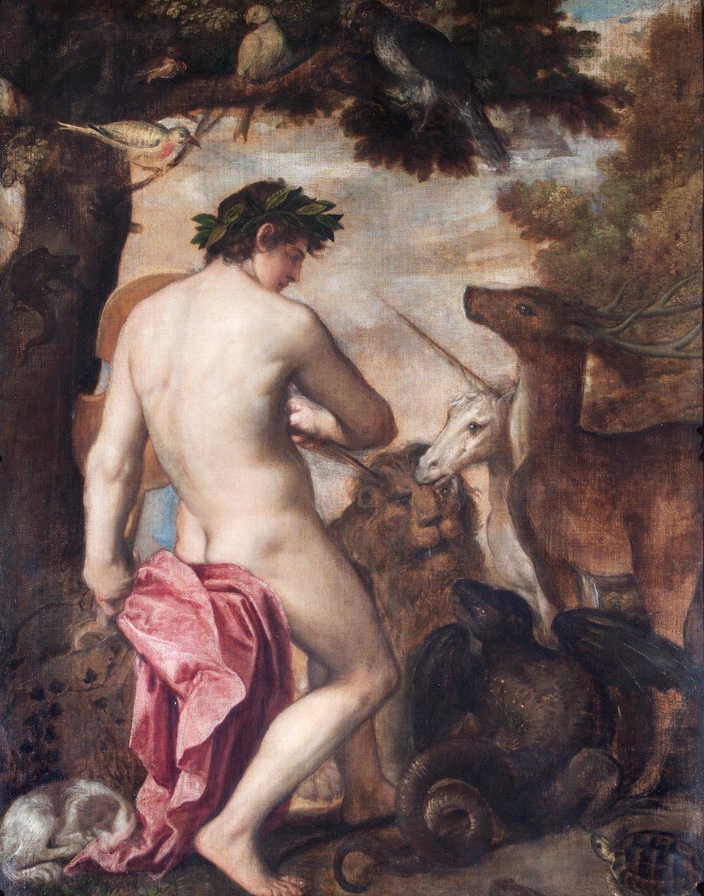Orpheus Enchanting The Animals (olej na plátně) od Alessandro (1588–1649) (attr. to) Titian (workshop of) and Padovanino