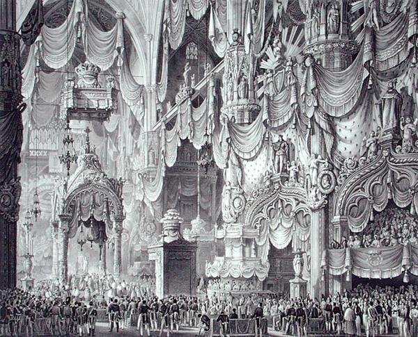 Korunovace Ferdinanda I. (1793-1875) v milánské katedrále od Alessandro (after) Sanquirico
