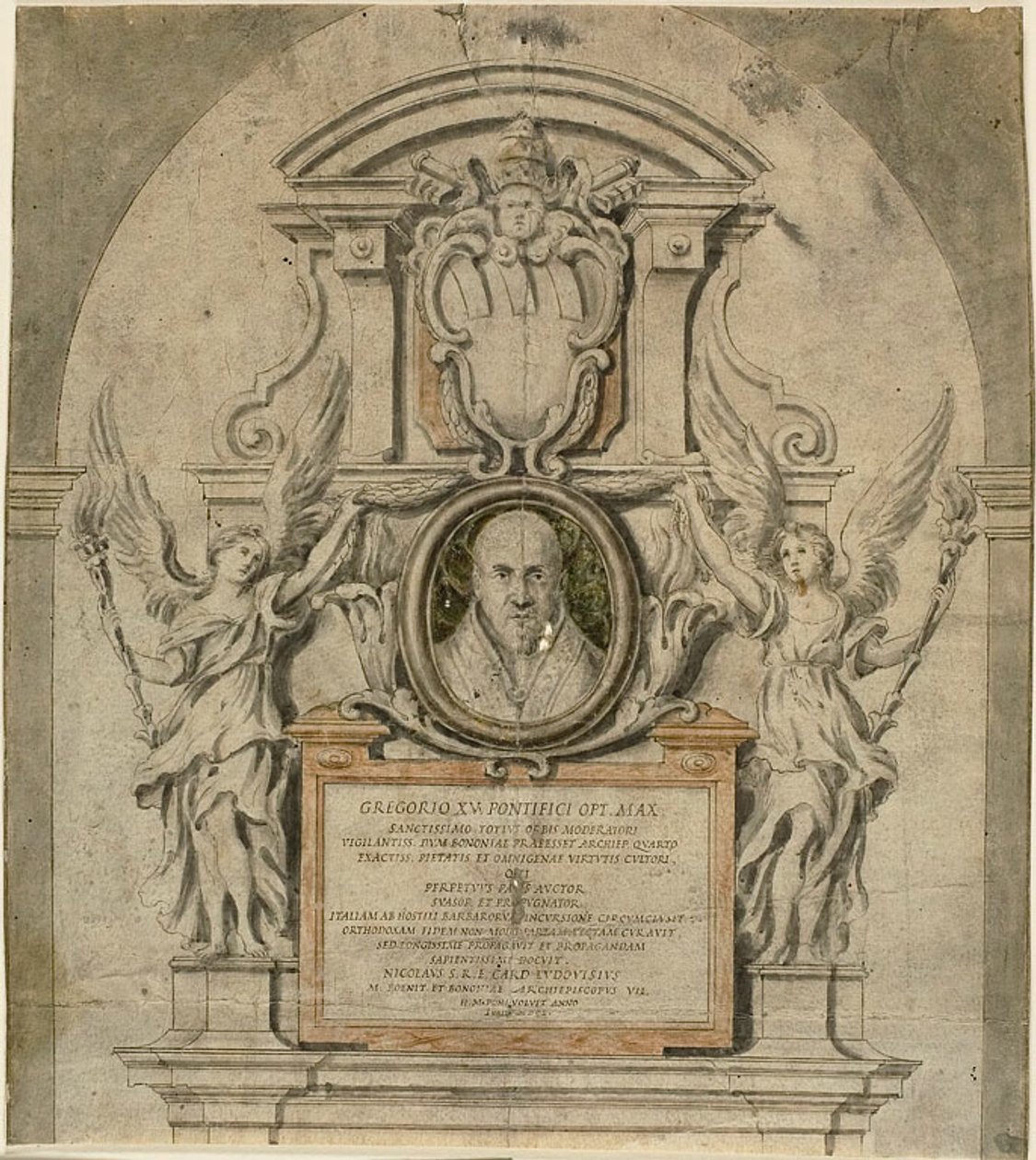 Návrh památníku papeže Řehoře XV. od Alessandro Algardi