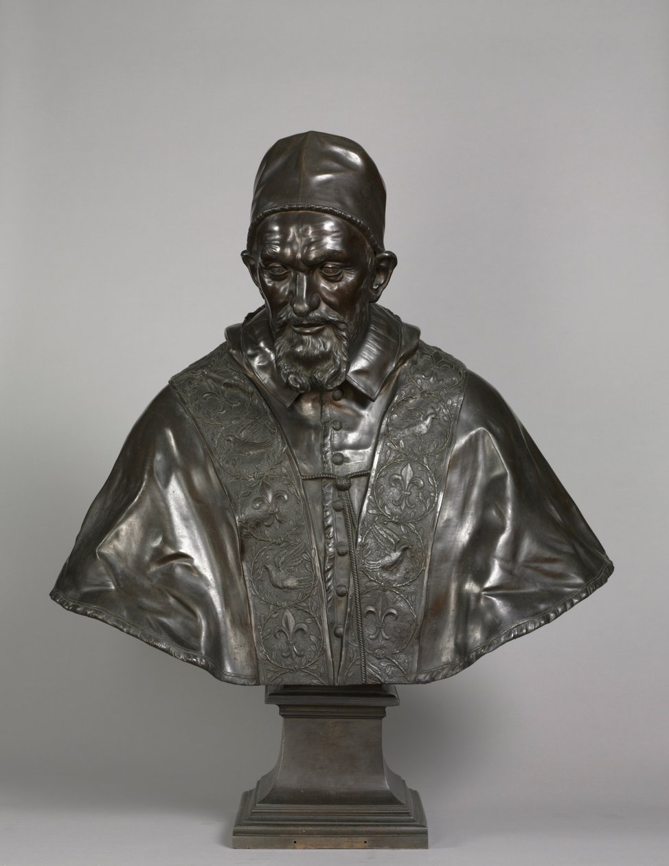 Portrét papeže Inocence X Pamphili, navržený v letech 1647-1648, litý 1650-1700. od Alessandro Algardi
