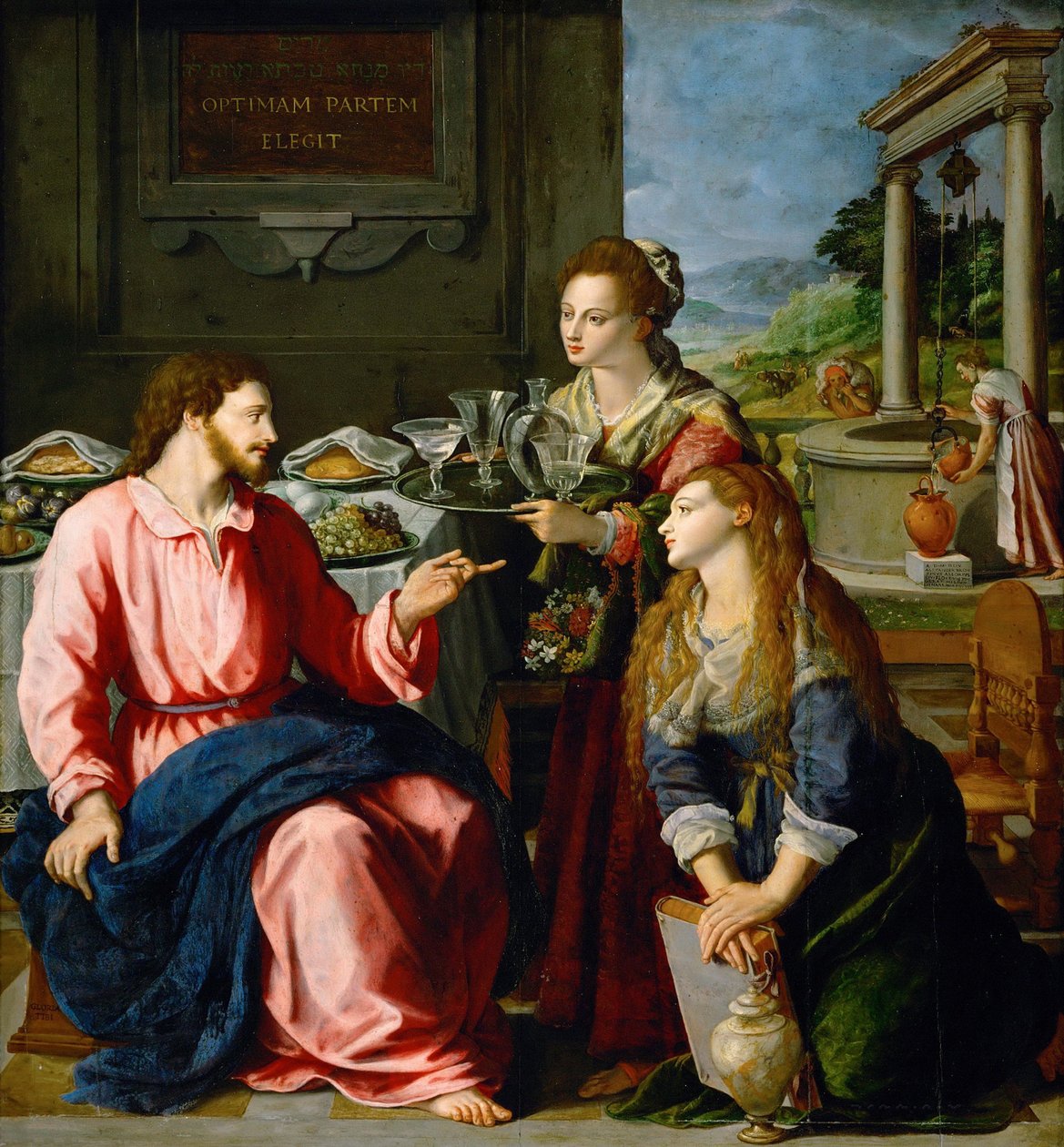 Kristus v domě Marty a Marie, 1605 od Alessandro Allori